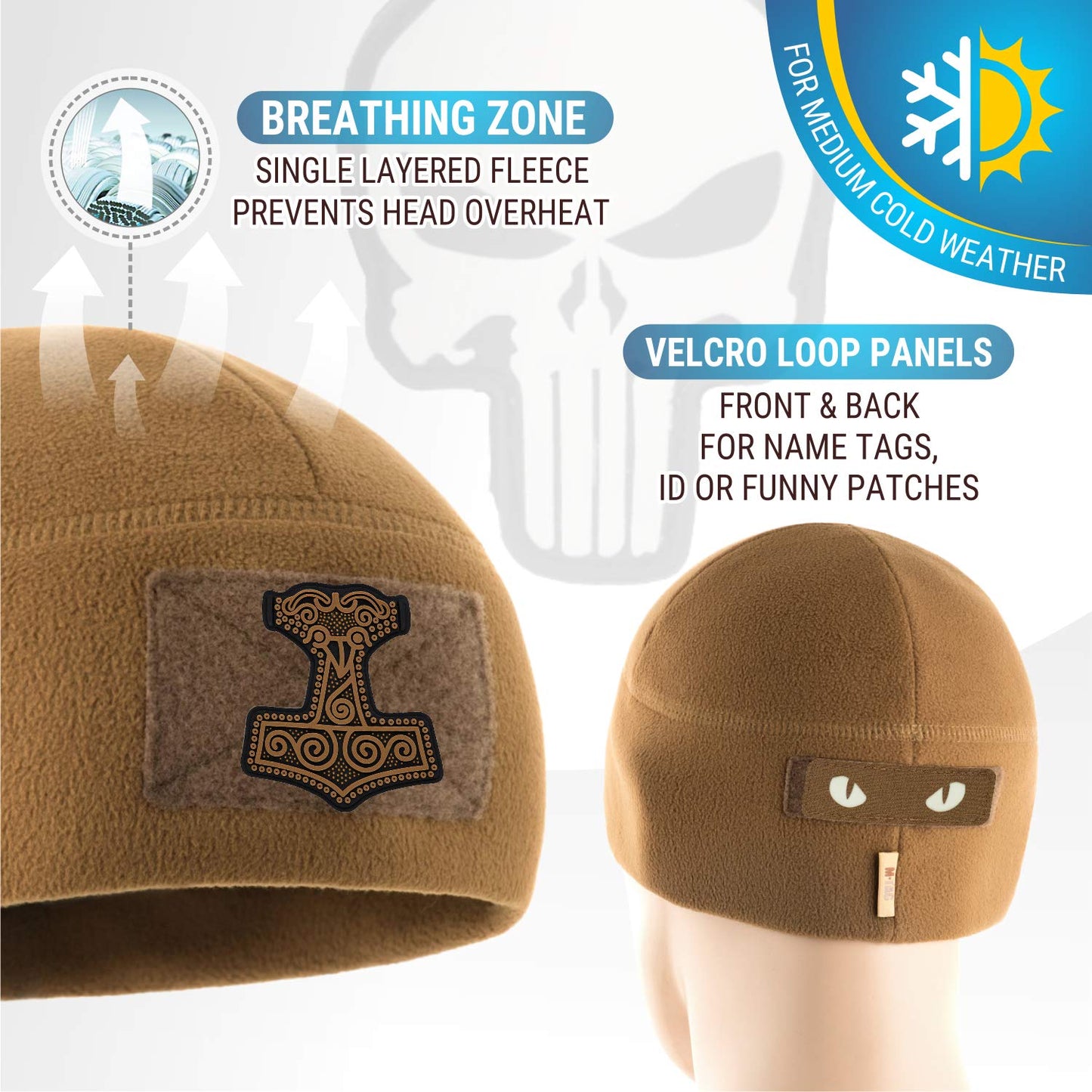 M-Tac Fleece Tactical Watch Cap Beanie With Patch Panel (270 g/m2)