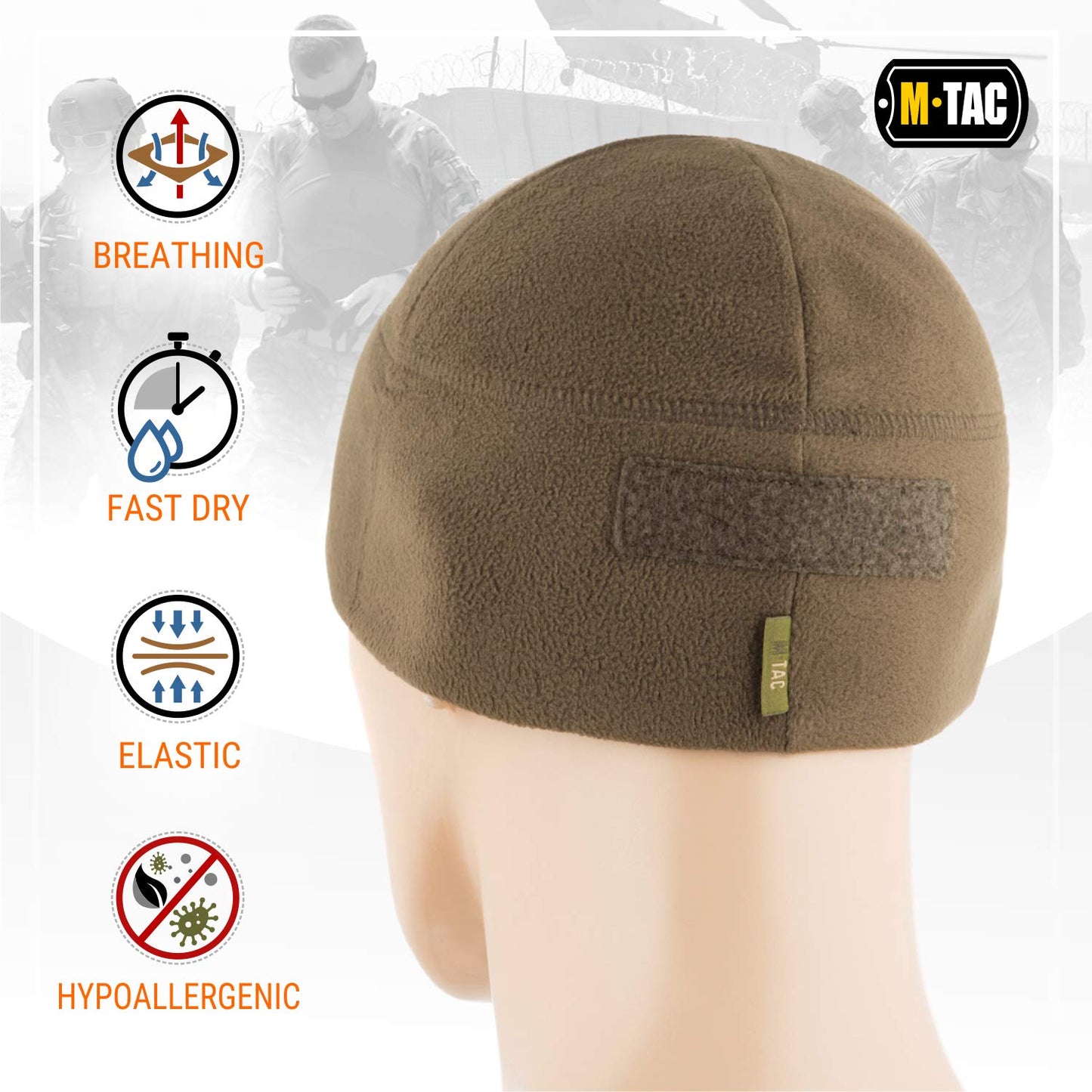 M-Tac Fleece Tactical Watch Cap Beanie With Patch Panel (270 g/m2)