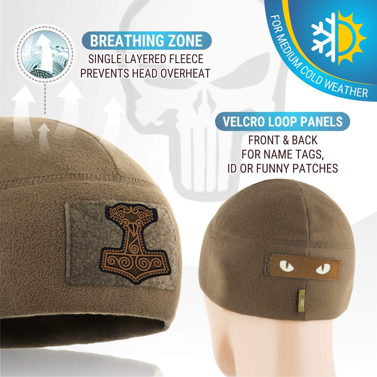 M-Tac Fleece Tactical Watch Cap Beanie With Patch Panel (270 g/m2)