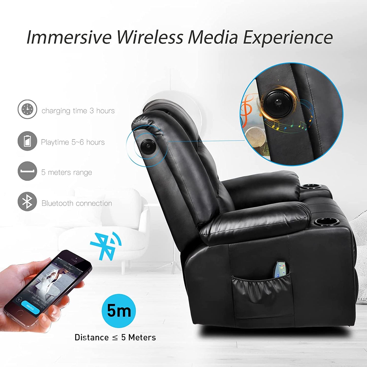 Massage Recliner Chair with Speaker H7237MP