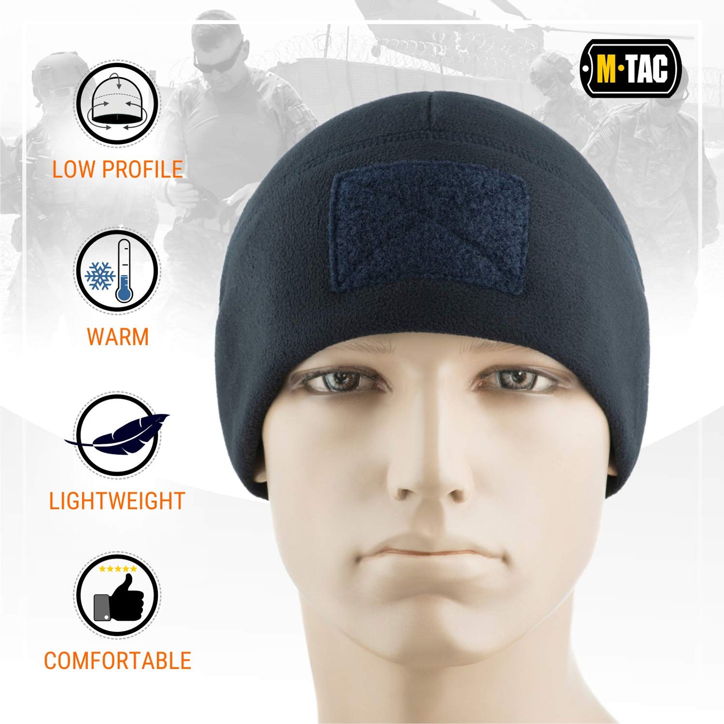 M-Tac Fleece Tactical Watch Cap Beanie With Patch Panel (270 g/m2)