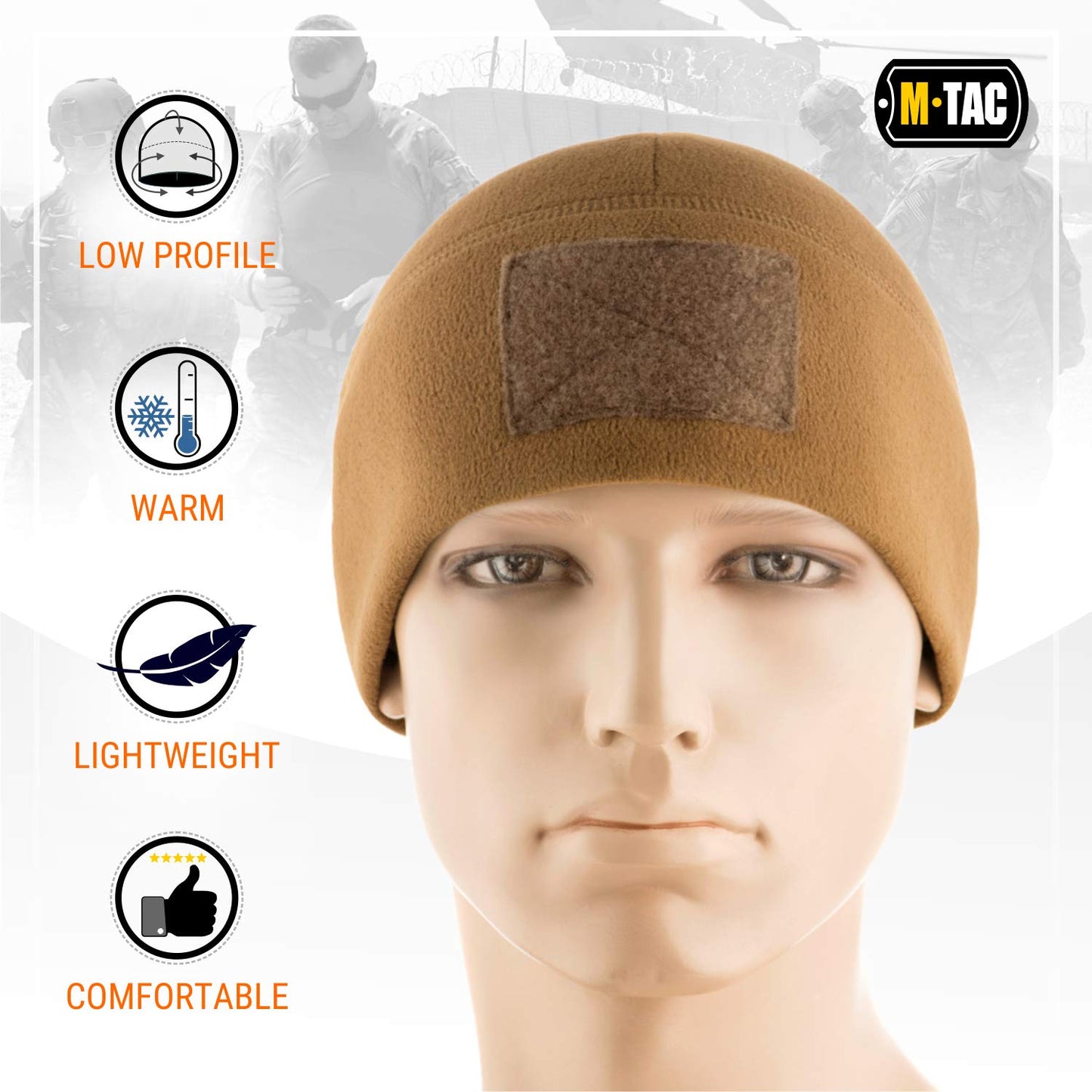 M-Tac Fleece Tactical Watch Cap Beanie With Patch Panel (270 g/m2)