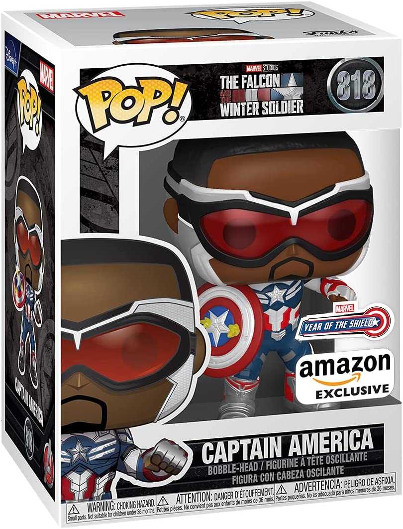 Funko POP Marvel: Falcon and The Winter Soldier - Captain America (Sam Wilson) with Shield Year of The Shield Amazon Exclusive