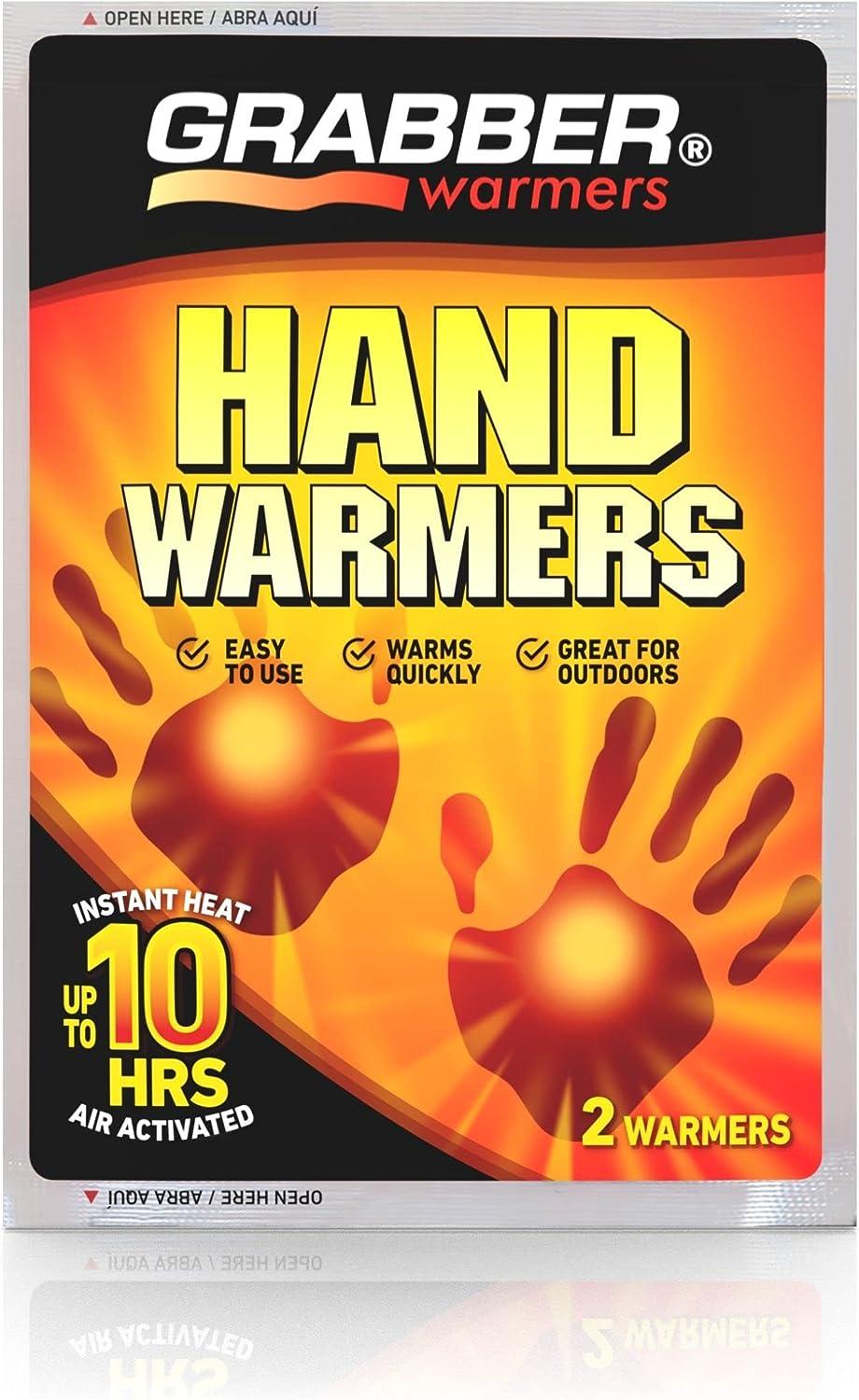 Grabber Hand Warmers - Long Lasting Safe Natural Odorless Air Activated Warmers - Up to 10 Hours of Heat - 10 Pair Pack