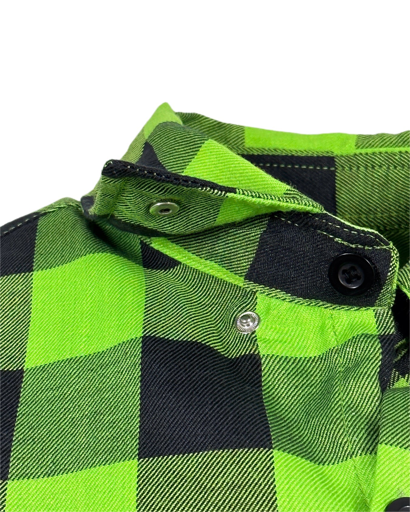 Green & Black Embroidered Flannel (Hidden Snap Collars)