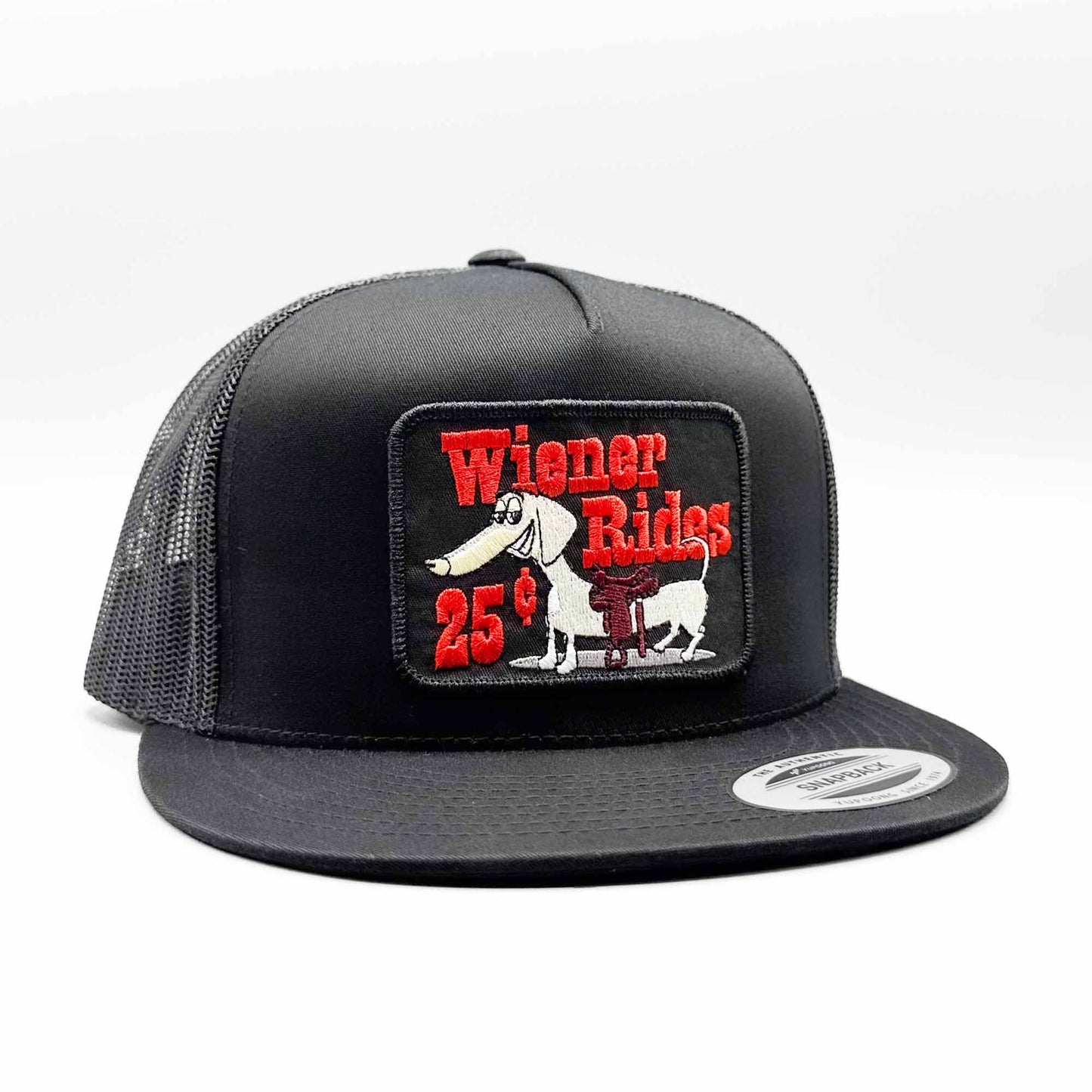 Wiener Rides 25 Cents All Black Trucker Hat