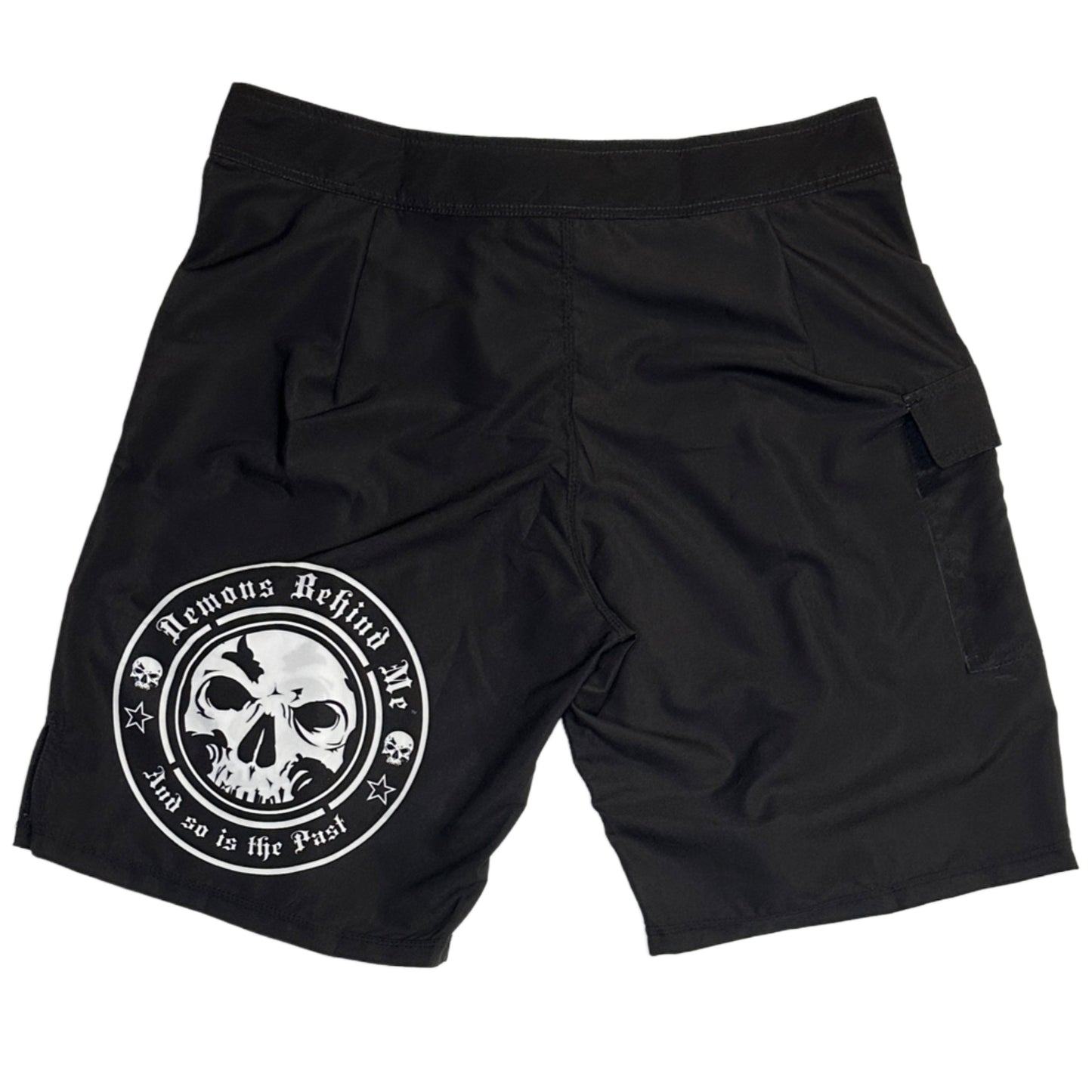 NEW! Premium Black Stretch Board Shorts - White Circle Logo