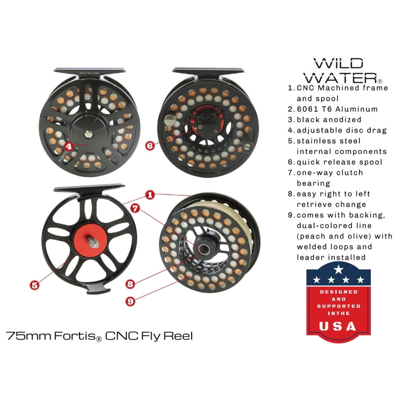 CNC Fly Reel Fly Fishing Kit, 3/4wt Rod | 9ft | 4-piece | Wild Water Fly Fishing