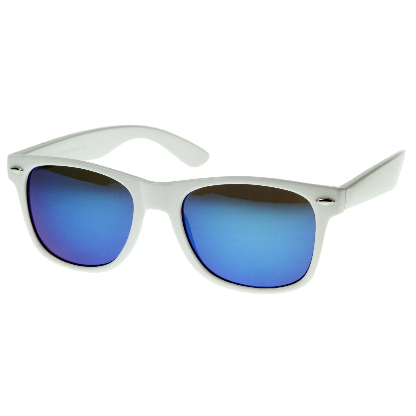 Retro Horned Rime Sunglasses With Flash Mirror Lenses 8075