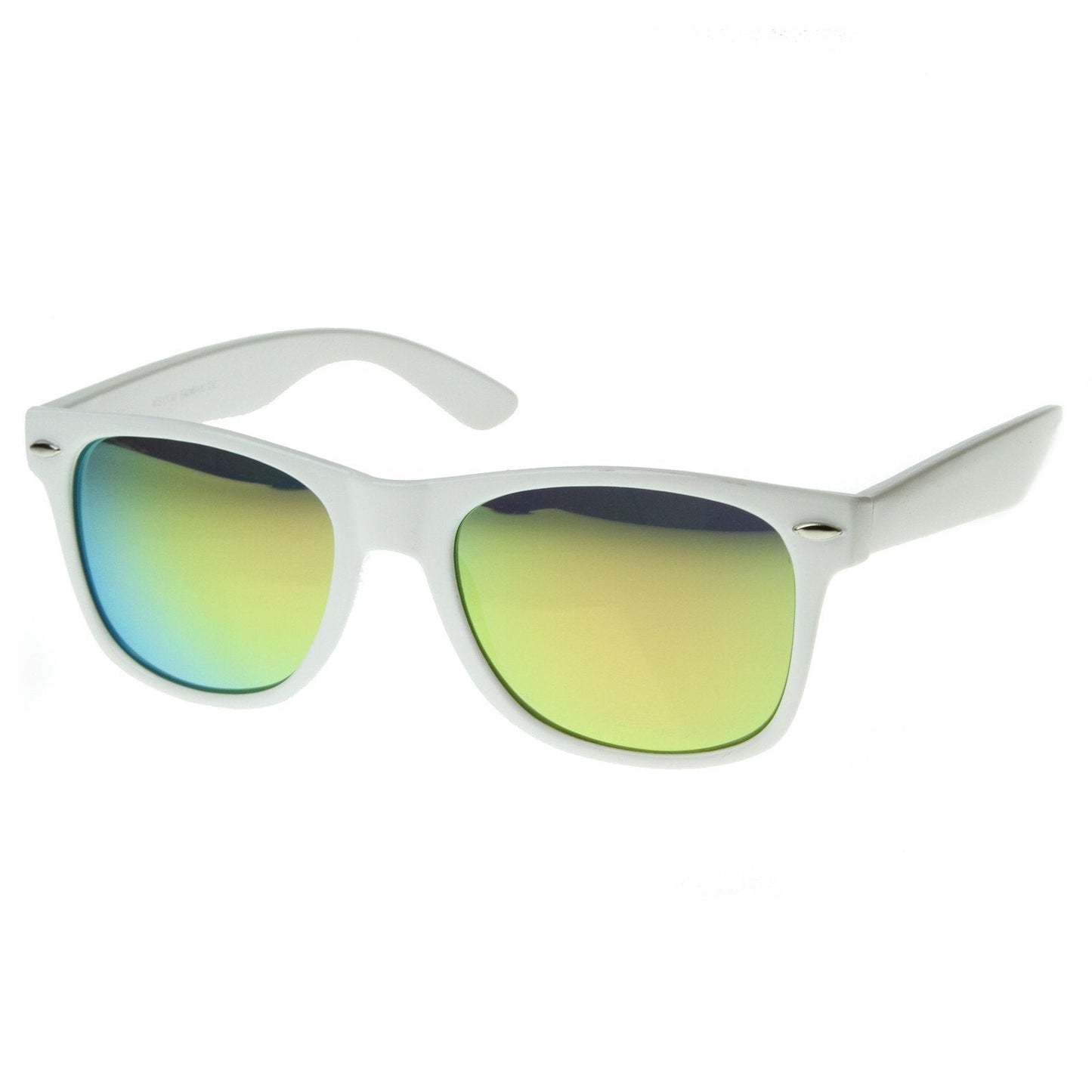 Retro Horned Rime Sunglasses With Flash Mirror Lenses 8075