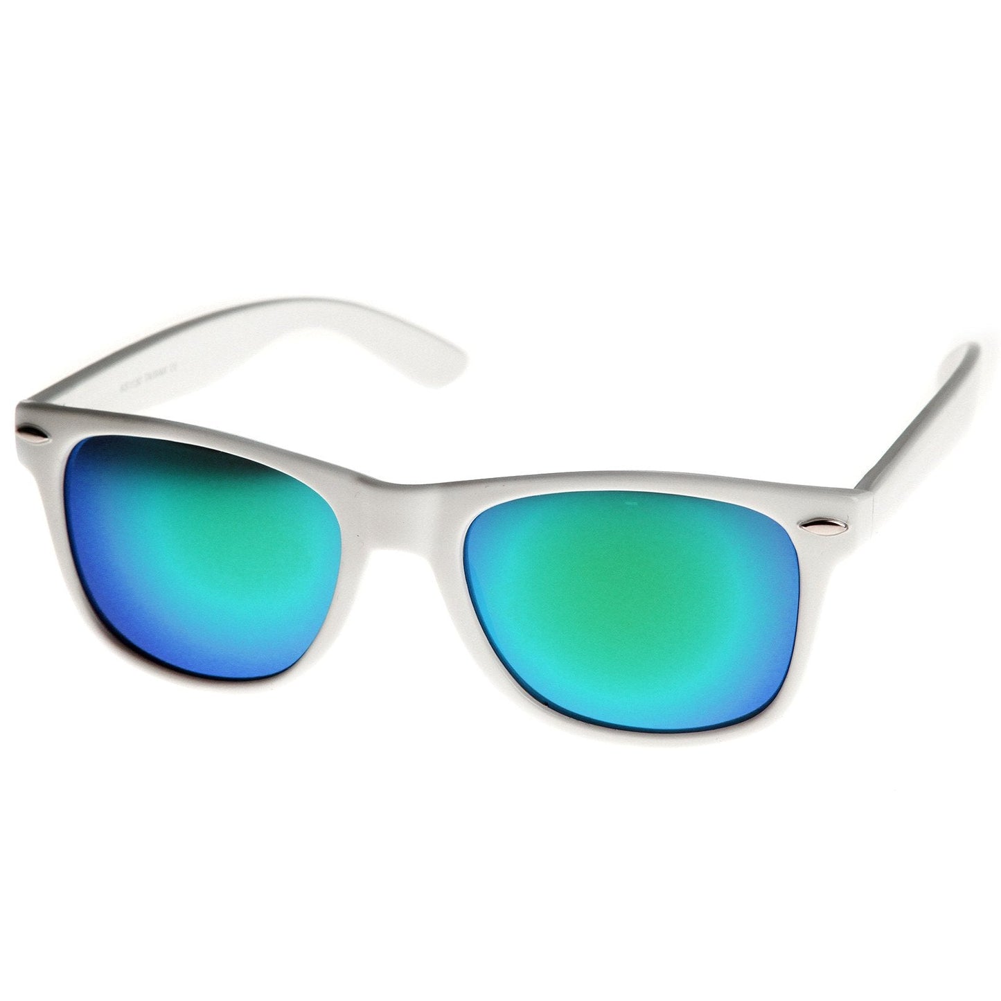 Retro Horned Rime Sunglasses With Flash Mirror Lenses 8075