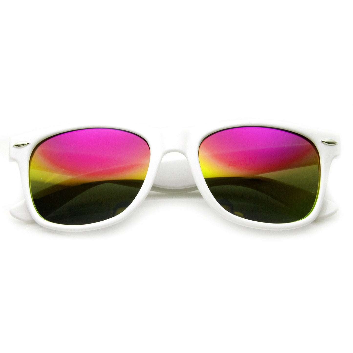 Retro Horned Rime Sunglasses With Flash Mirror Lenses 8075