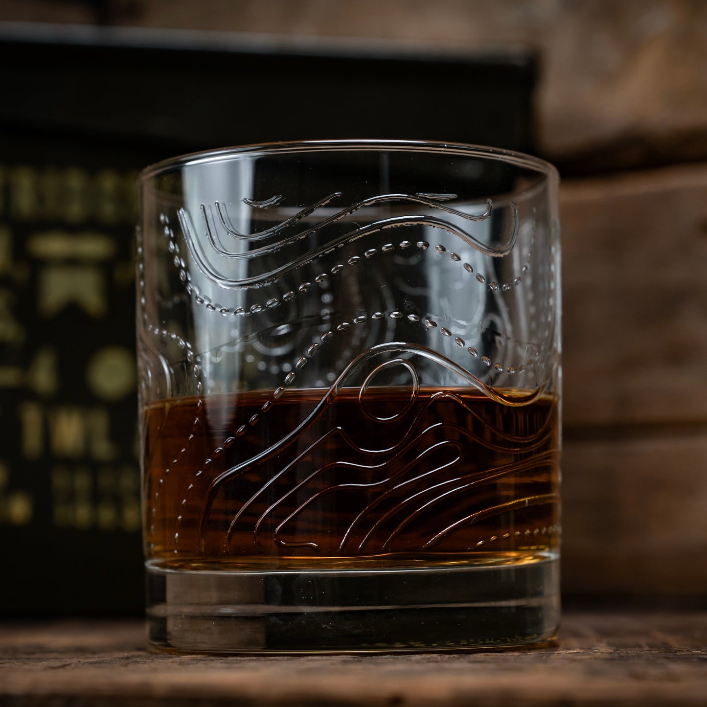 TOPOGRAPHIC MAP FULL-WRAP BOURBON GLASS