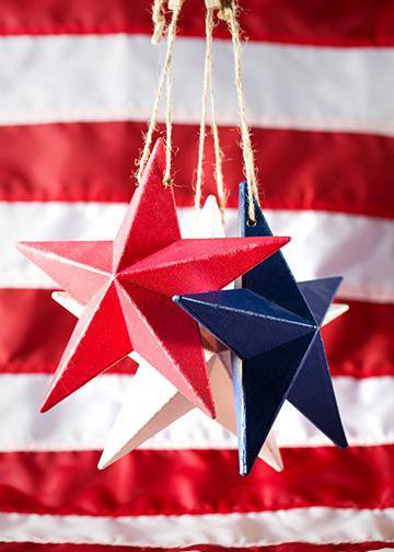 Hanging Stars on American Flag