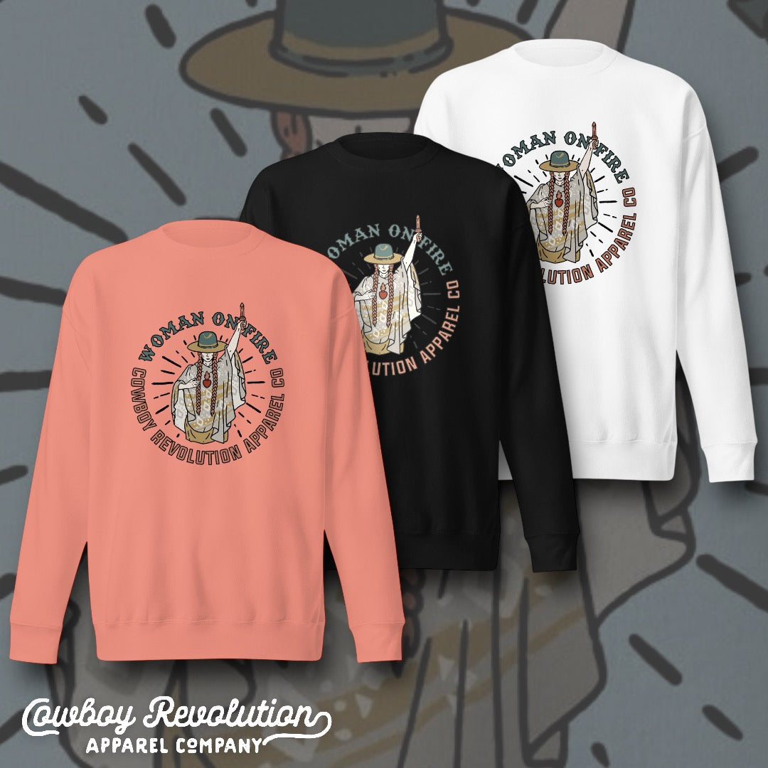 "Woman On Fire" Cowboy Revolution Unisex Premium Sweatshirt