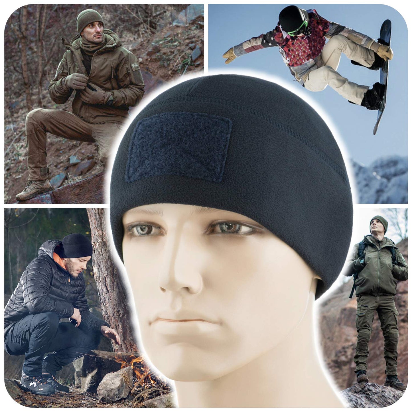 M-Tac Fleece Tactical Watch Cap Beanie With Patch Panel (270 g/m2)