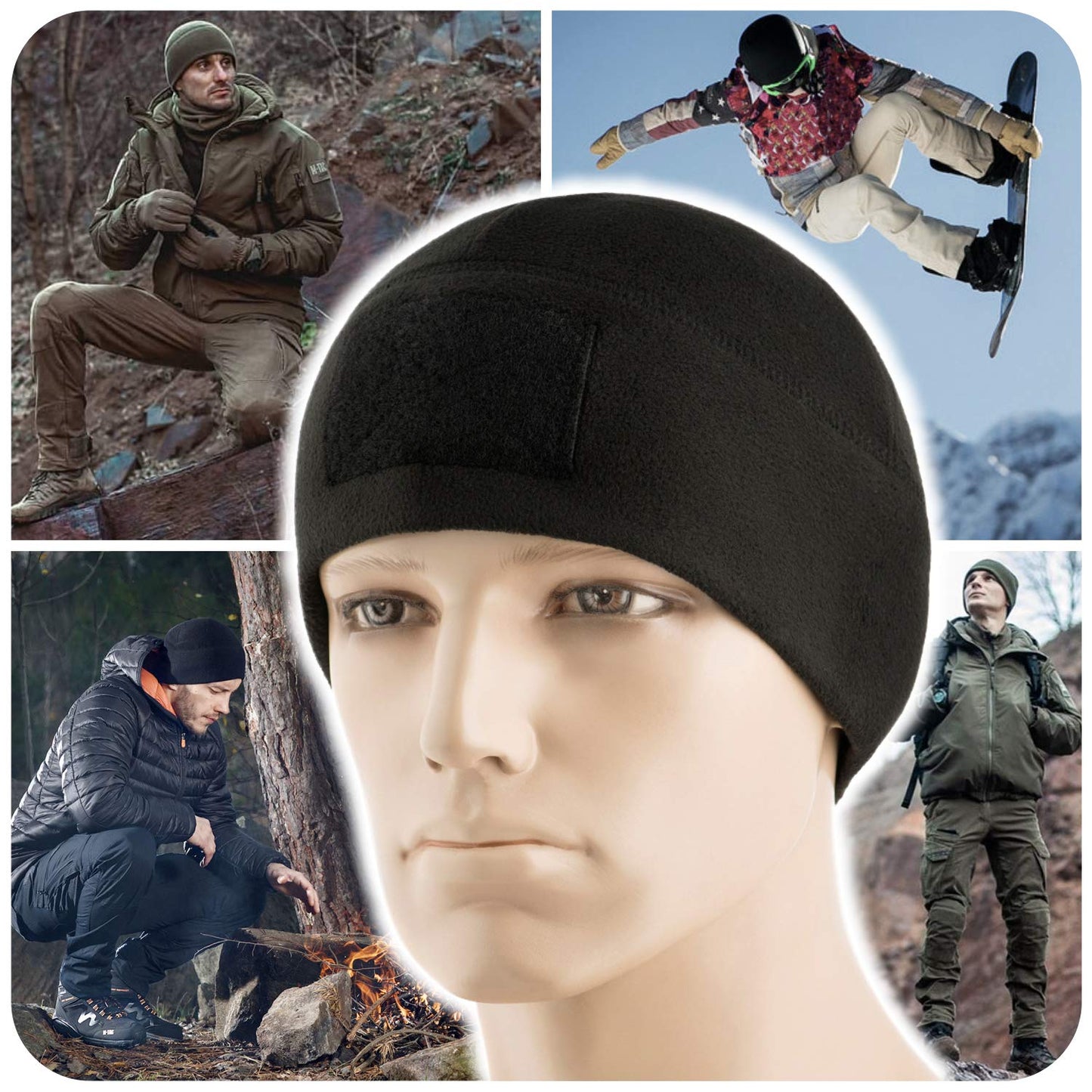 M-Tac Fleece Tactical Watch Cap Beanie With Patch Panel (270 g/m2)