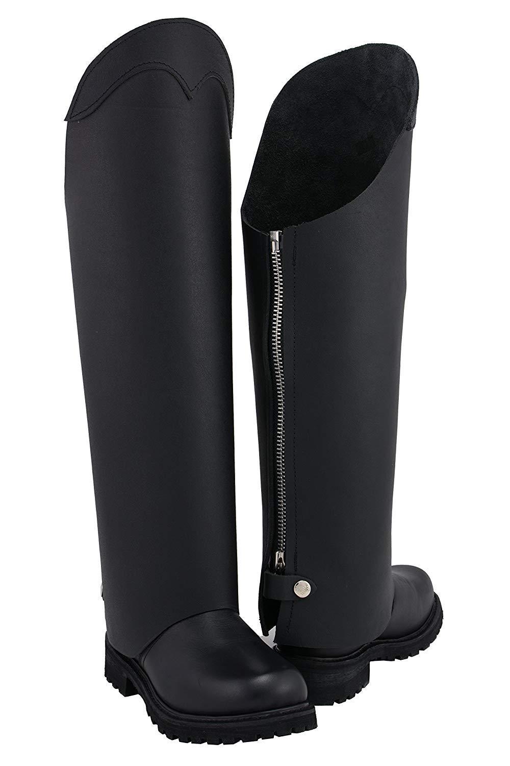 Milwaukee Leather MLM5556 Unisex Black Leather Tall Half Chaps with Back Zipper