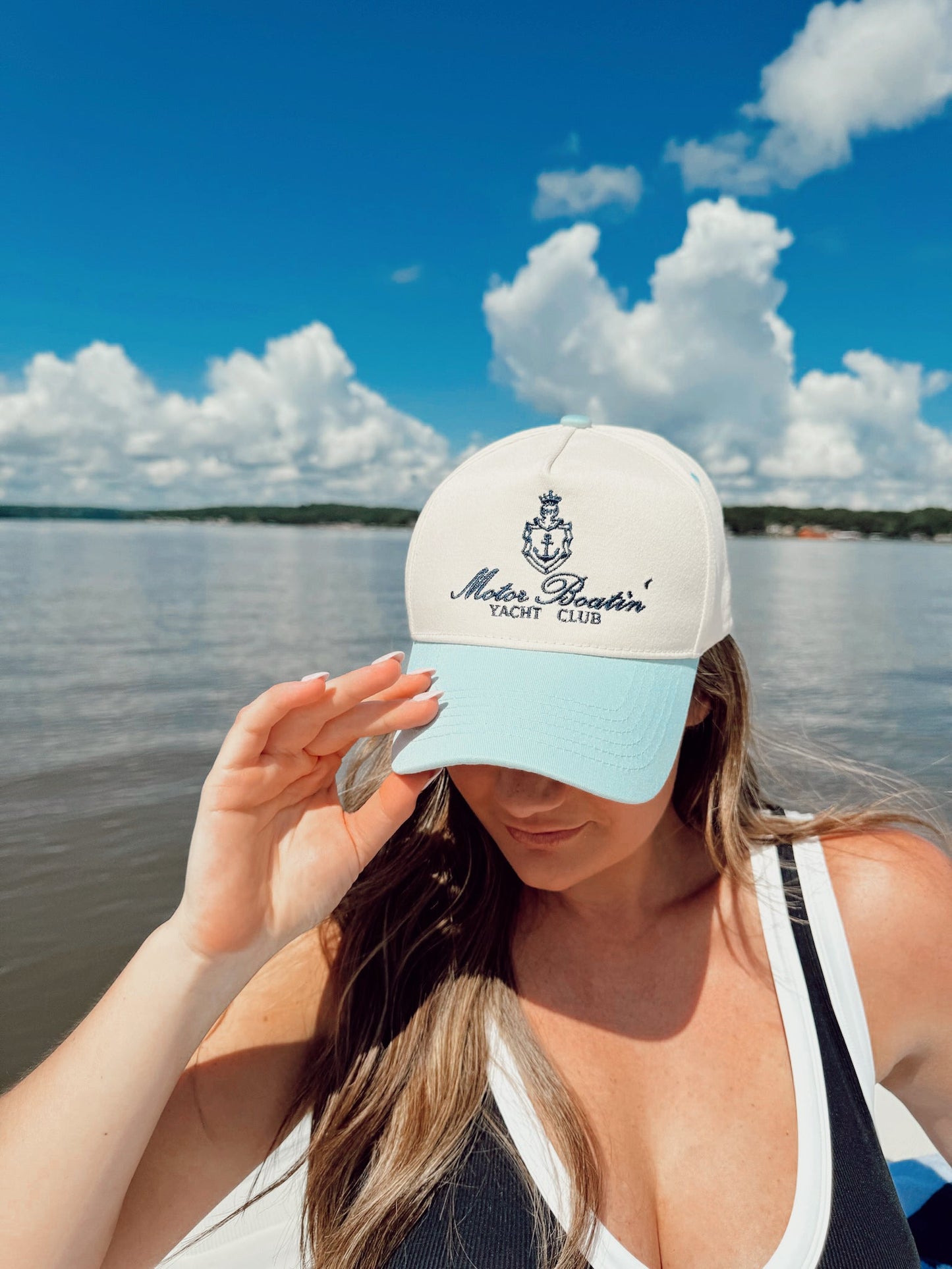 Motor Boatin' Yacht Club - Baby Blue Vintage Trucker Hat