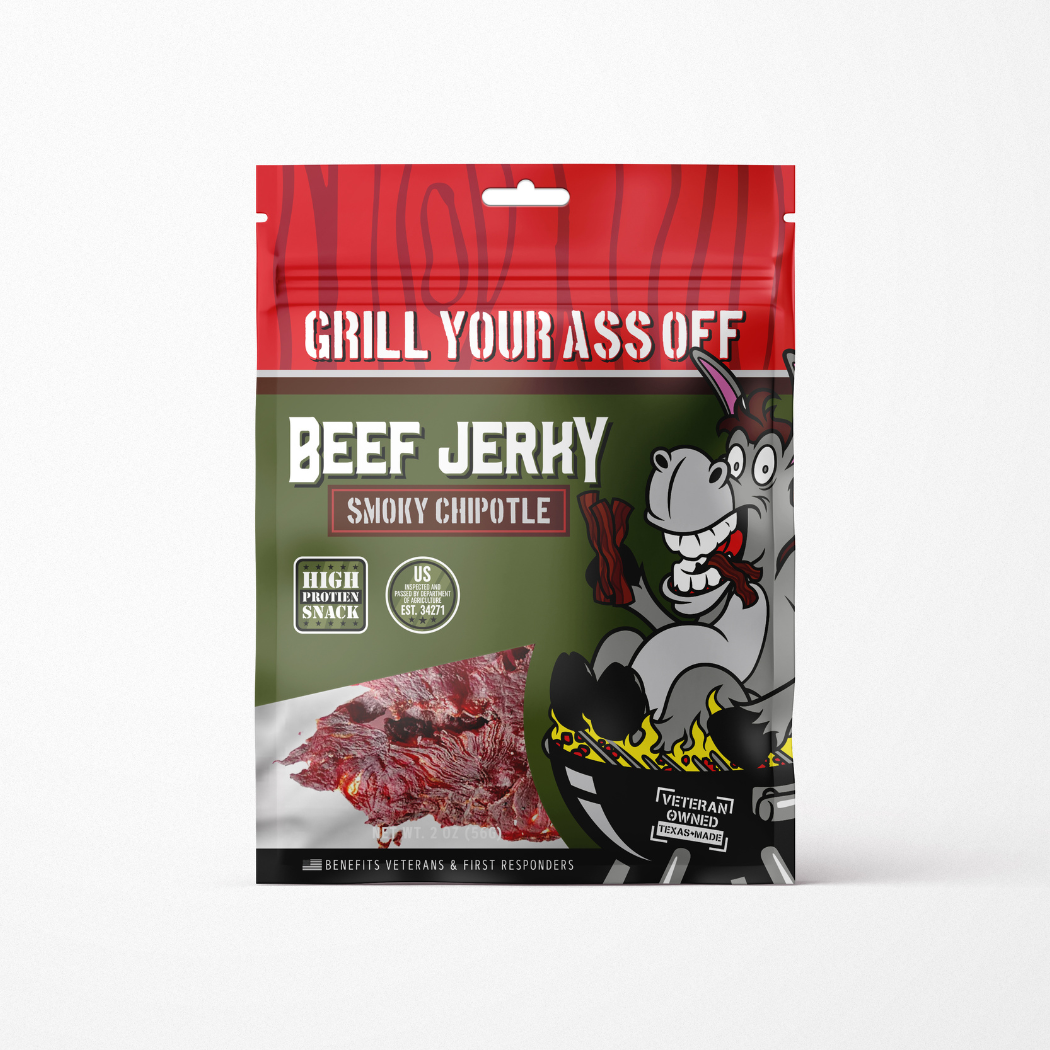 Smoky Chipotle Beef Jerky - Veteran owned, gourmet, snack