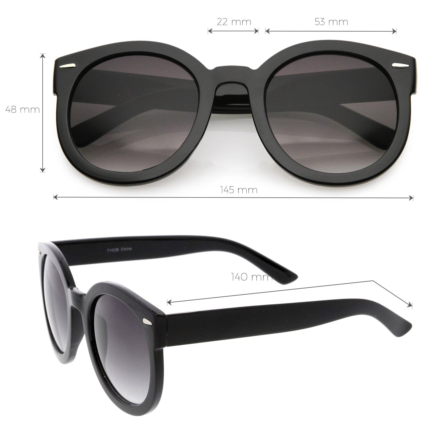 Womens Designer Round Oversize Retro Fashion Sunglasses 8623