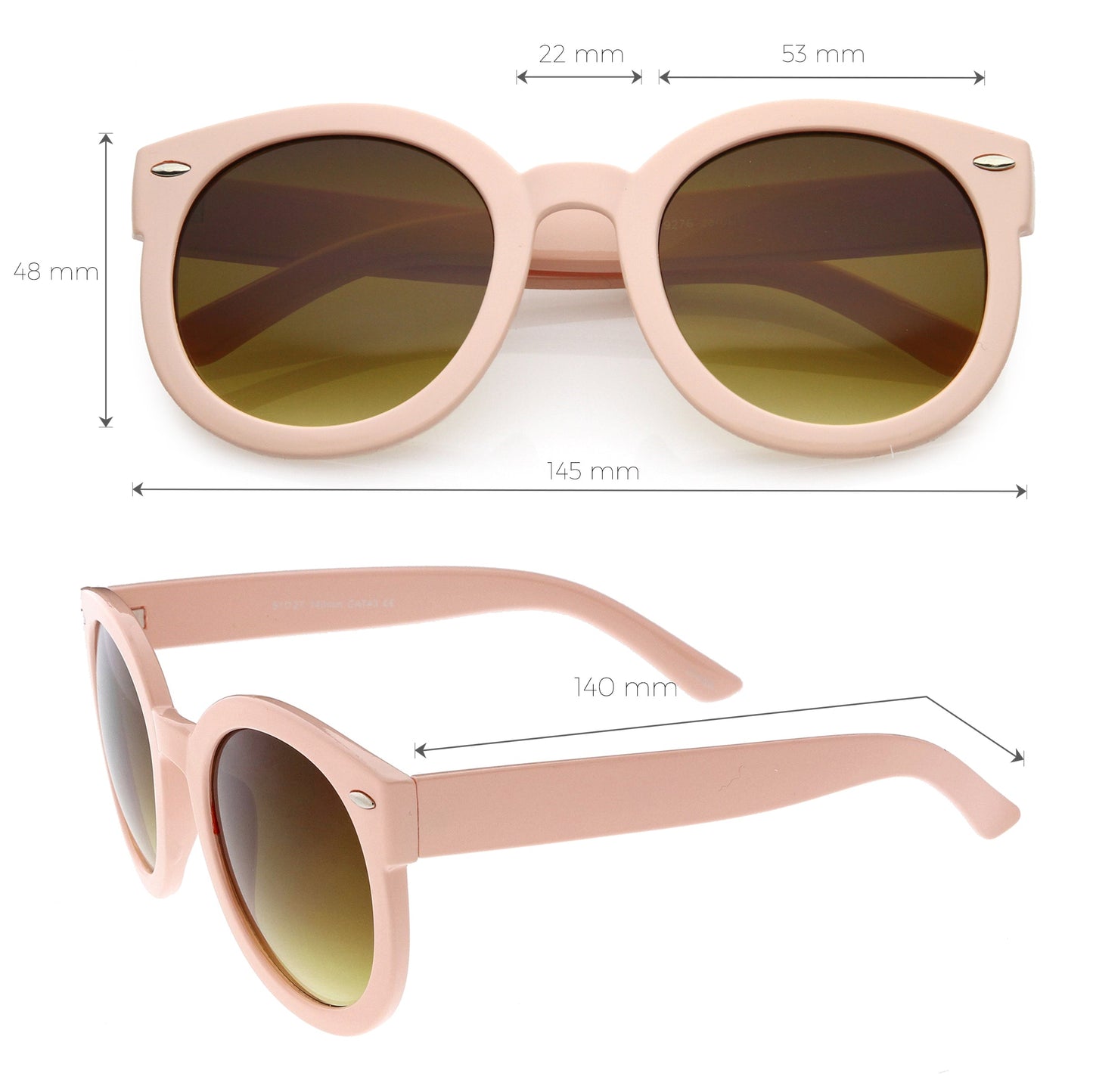 Womens Designer Round Oversize Retro Fashion Sunglasses 8623