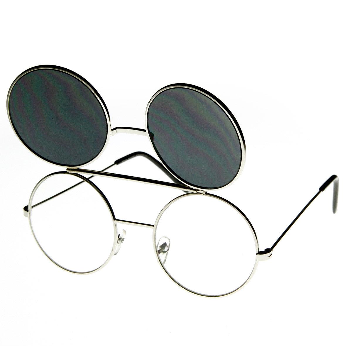 Steampunk Vintage Retro Round Circle Flip Up Sunglasses 8795