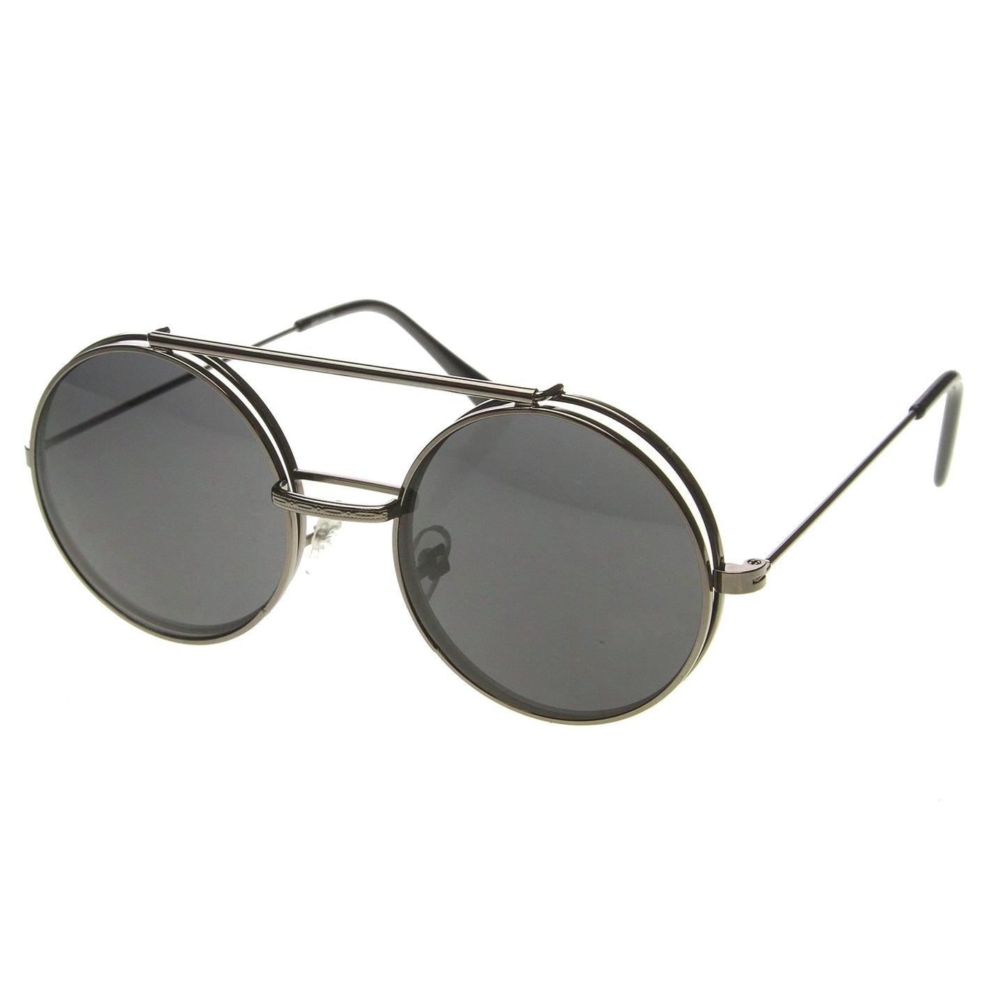 Steampunk Vintage Retro Round Circle Flip Up Sunglasses 8795