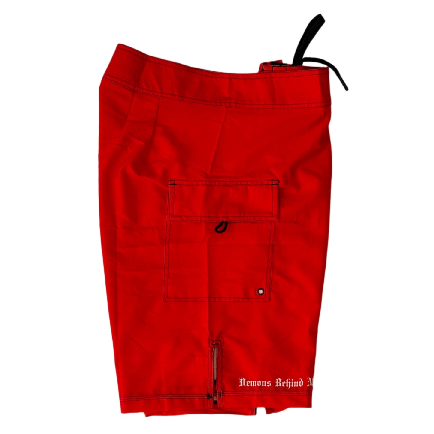 Premium Red Stretch Board Shorts - White Circle Logo