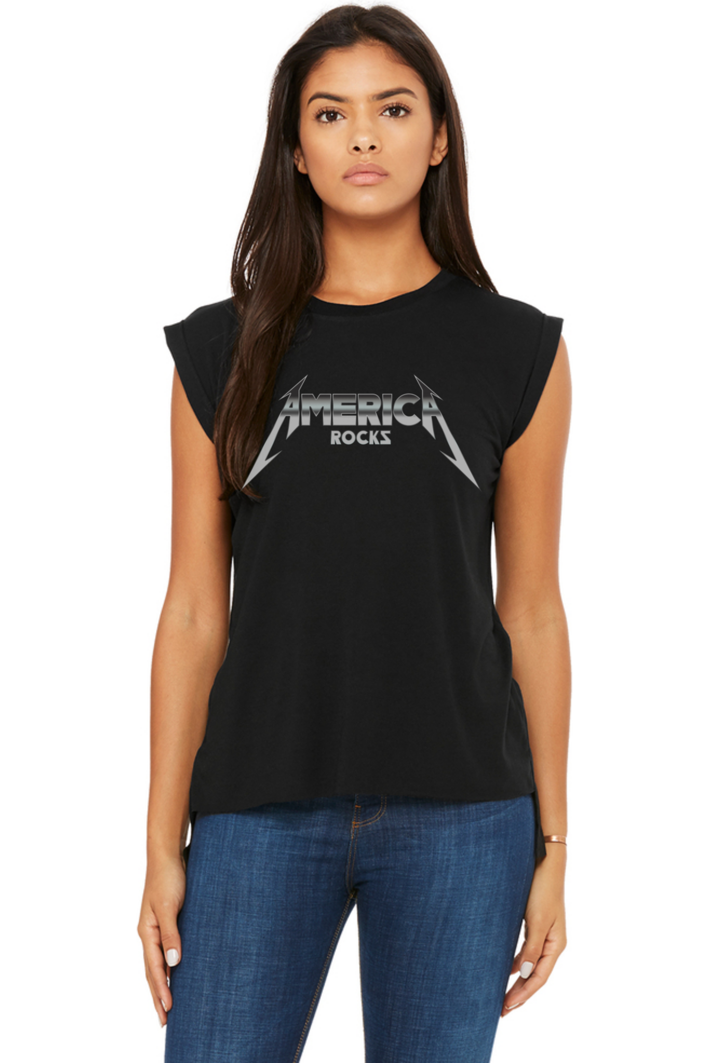 America Rocks Ladies Flowy muscle Tee