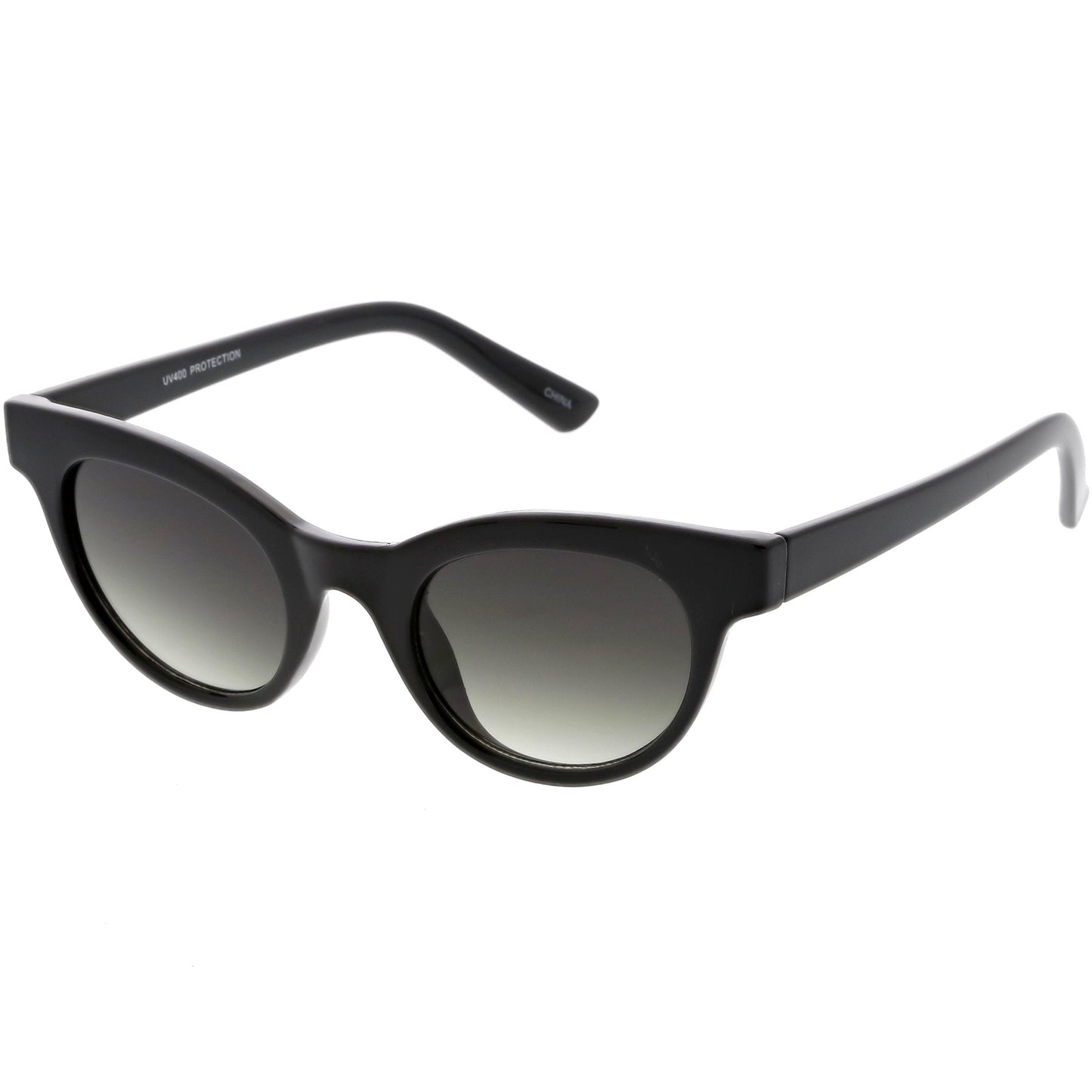 Women's Retro Horned Rim Cat Eye Narrow Flat Lens Sunglasses C514