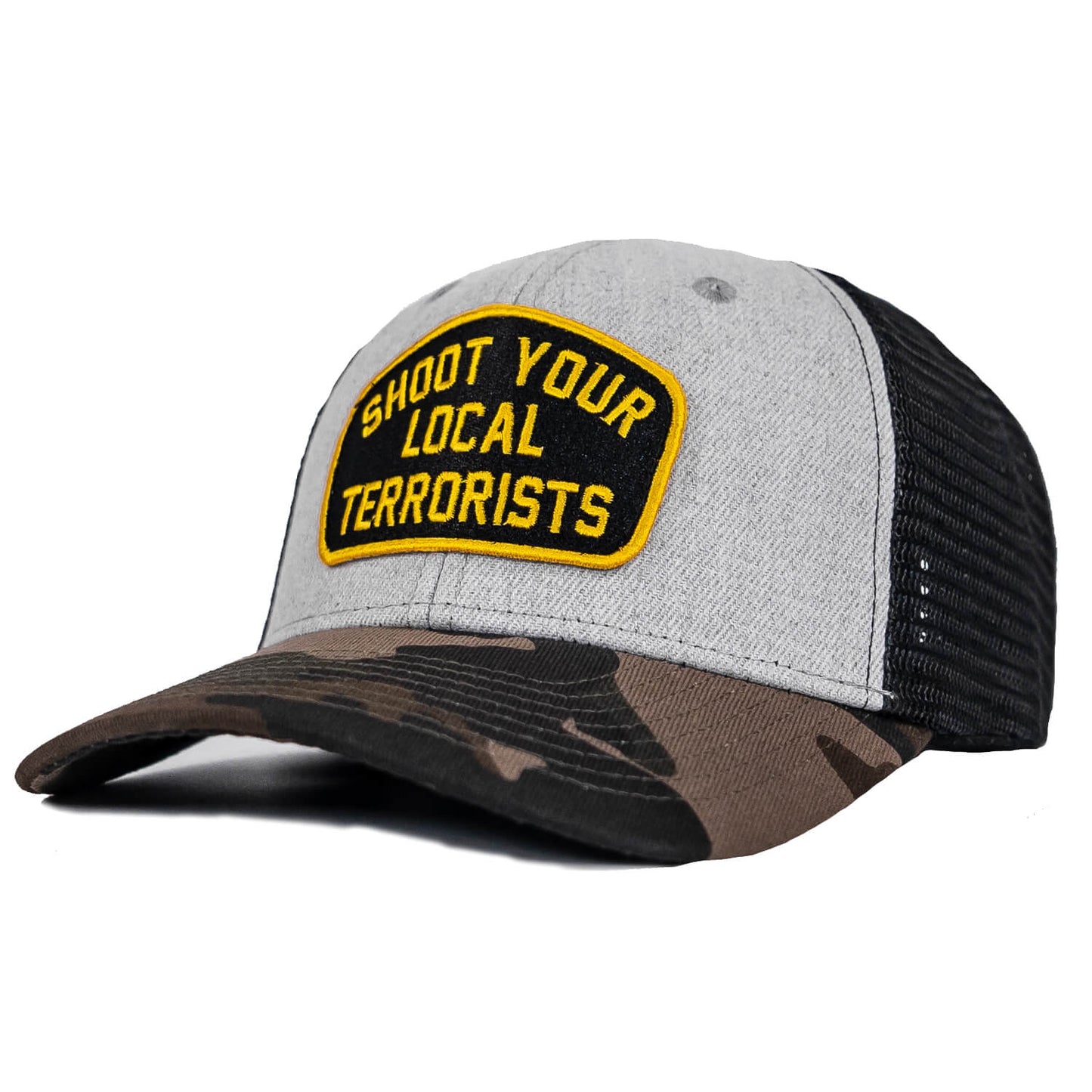 SHOOT YOUR LOCAL TERRORISTS PATCH MESH SNAPBACK