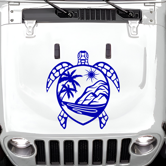 Turtle and Beach Scene Large Hood Decal