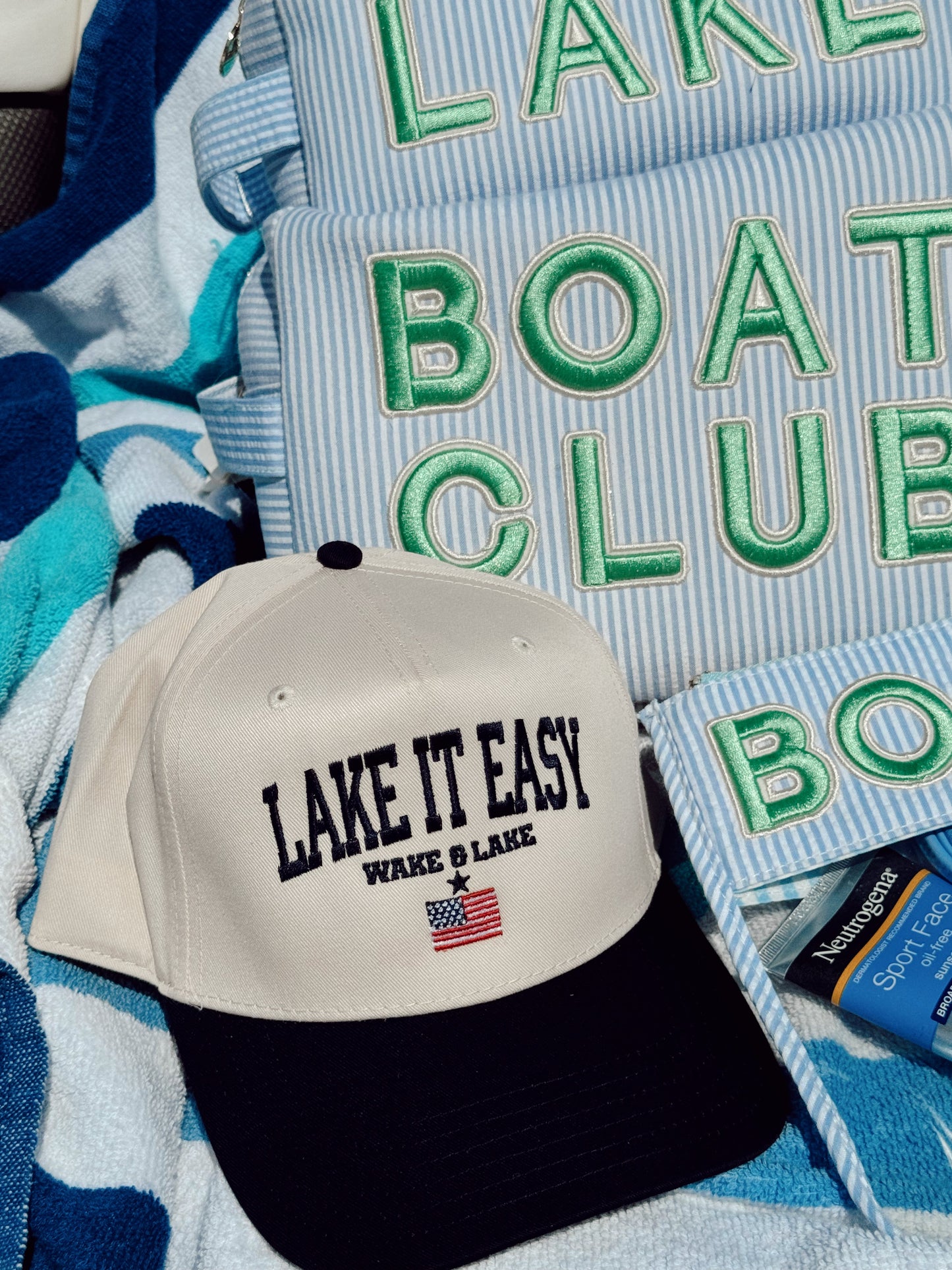 Lake it Easy - Navy Vintage Trucker Hat - PREORDER