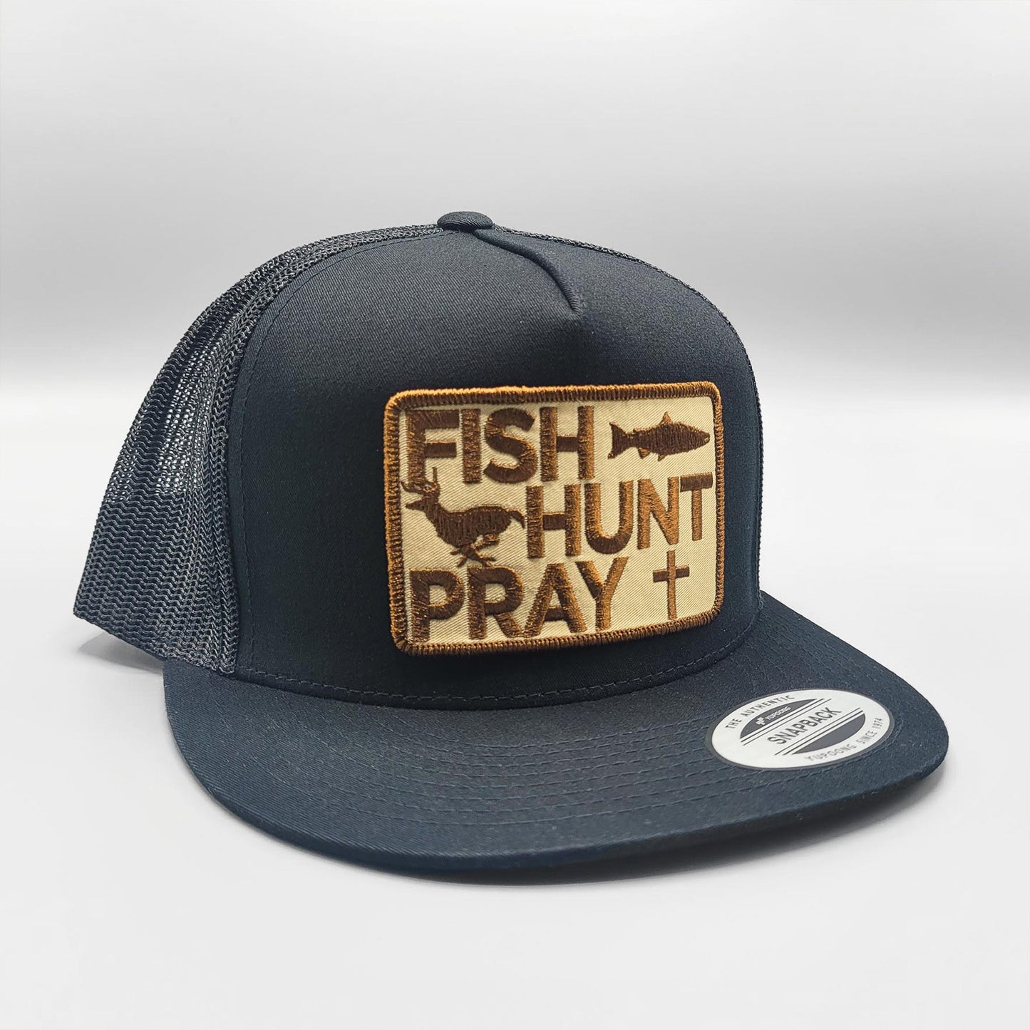 Fish Hunt Pray Christian (Brown) Trucker Hat