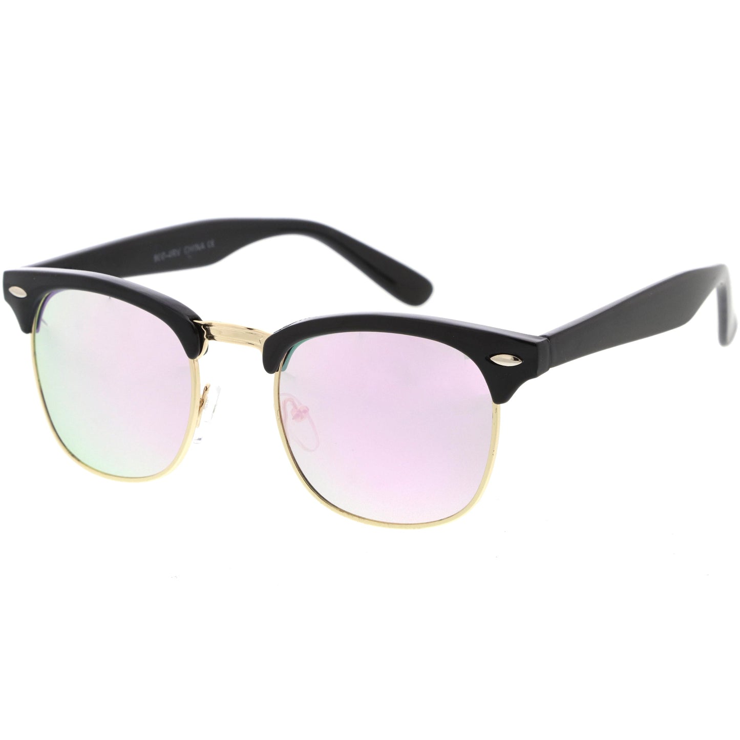 Retro Horned Rim Half Frame Flash Mirror Lens Sunglasses 9309