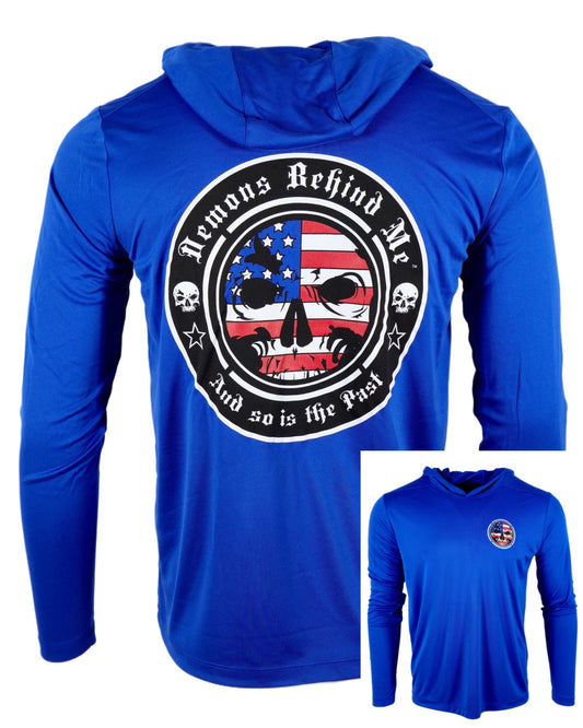 Unisex True Blue Hooded Patriotic UV Long Sleeve