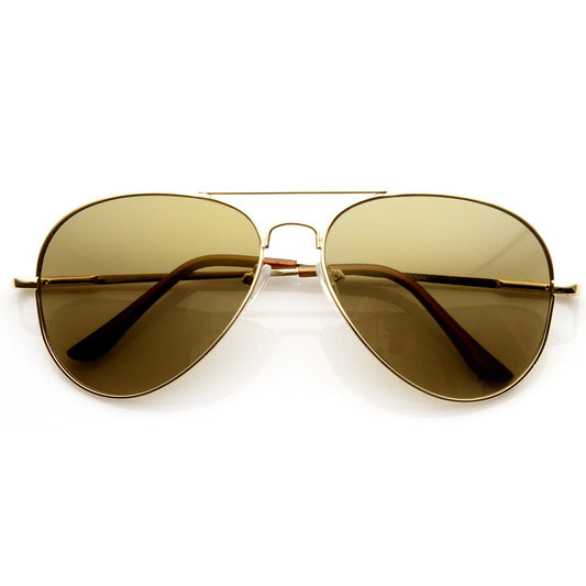 Large Premium Metal Aviator Sunglasses W/ Spring Temples 1377