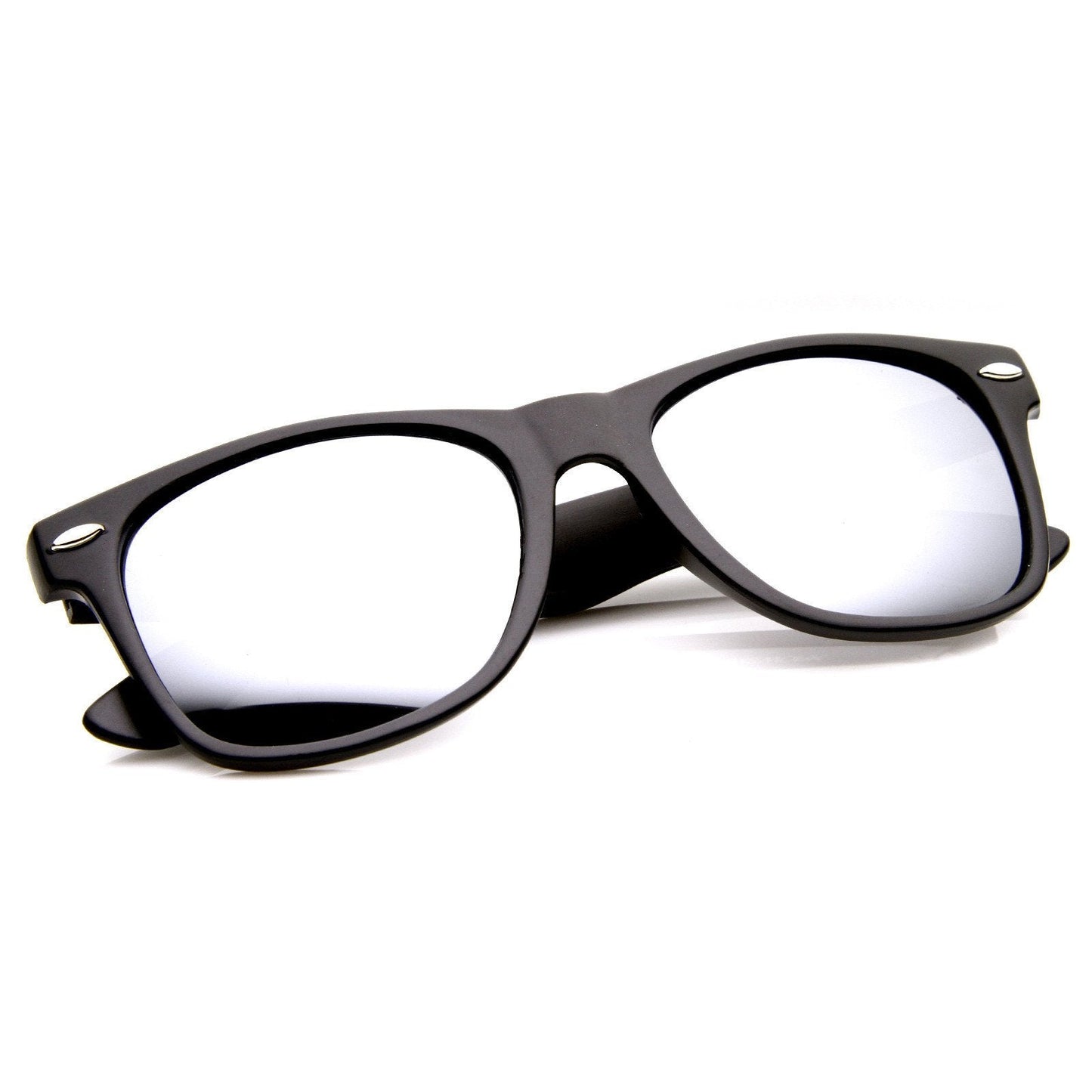 Retro Matte Black Horned Rim Flash Colored Lens Sunglasses 58mm 8025