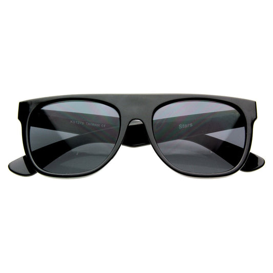 Super Flat Block Top Retro Horned Rim Sunglasses 8066