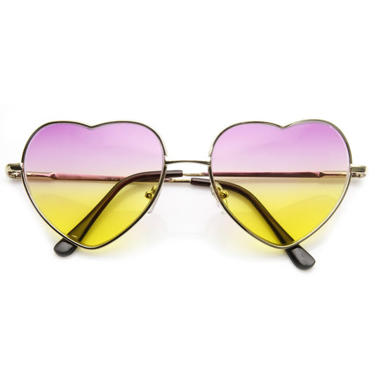 Cute Metal Heart Shape Rainbow Color Lens Sunglasses 9205