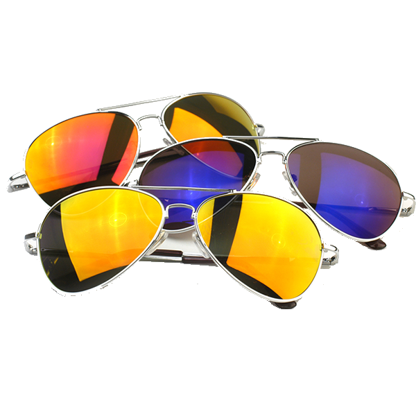 Retro Flash Color Mirrored Lens Metal Aviator Sunglasses 1485