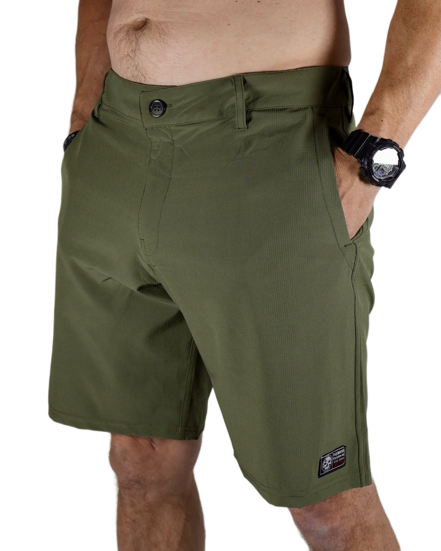 NEW! Military Green Stretch Hybrid Shorts