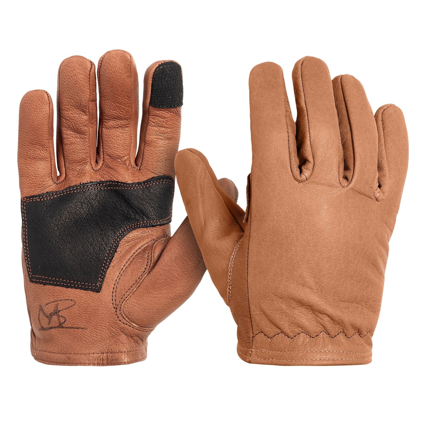 Deerskin Leather Glove: Signature Ranching: Brown/Black