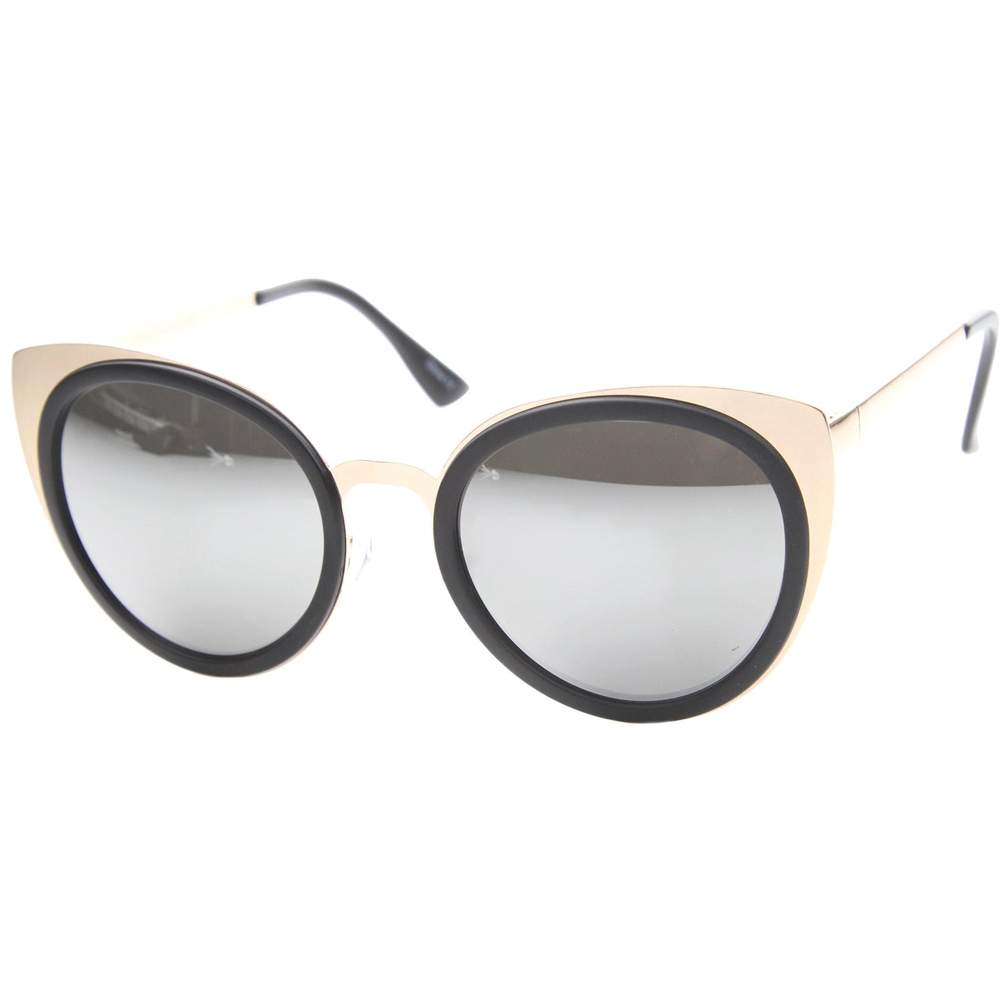 Reinforced Two-Toned Mirrored Lens Cat Eye Sunglasses A106