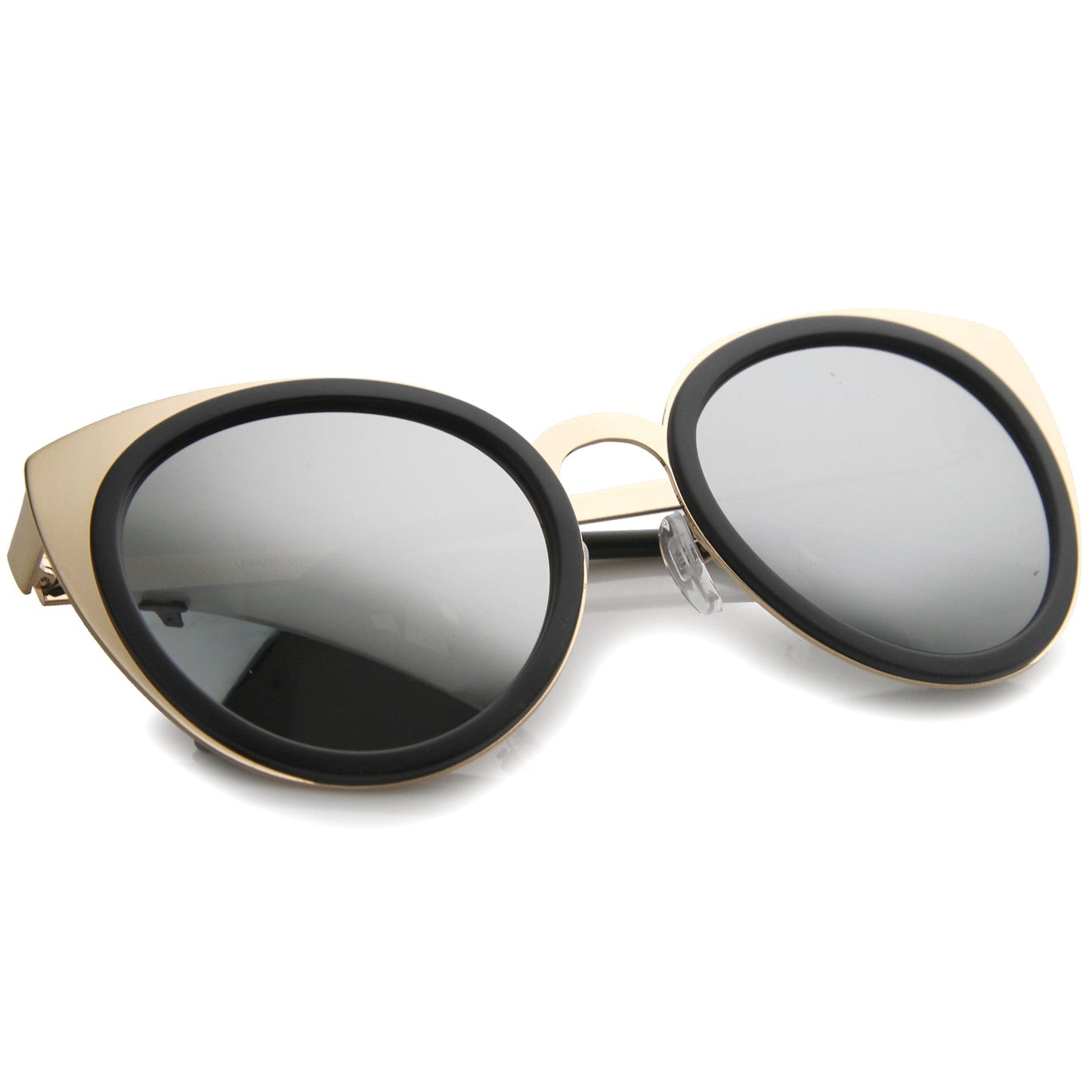 Reinforced Two-Toned Mirrored Lens Cat Eye Sunglasses A106