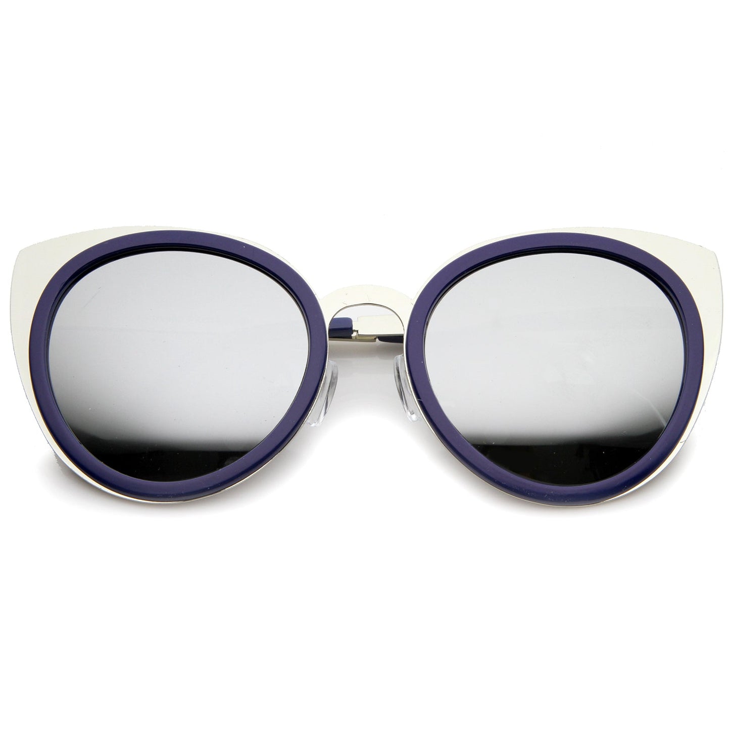 Reinforced Two-Toned Mirrored Lens Cat Eye Sunglasses A106