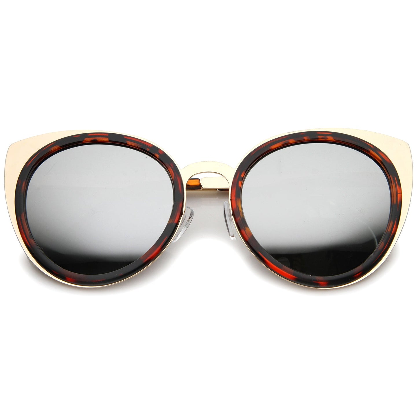 Reinforced Two-Toned Mirrored Lens Cat Eye Sunglasses A106