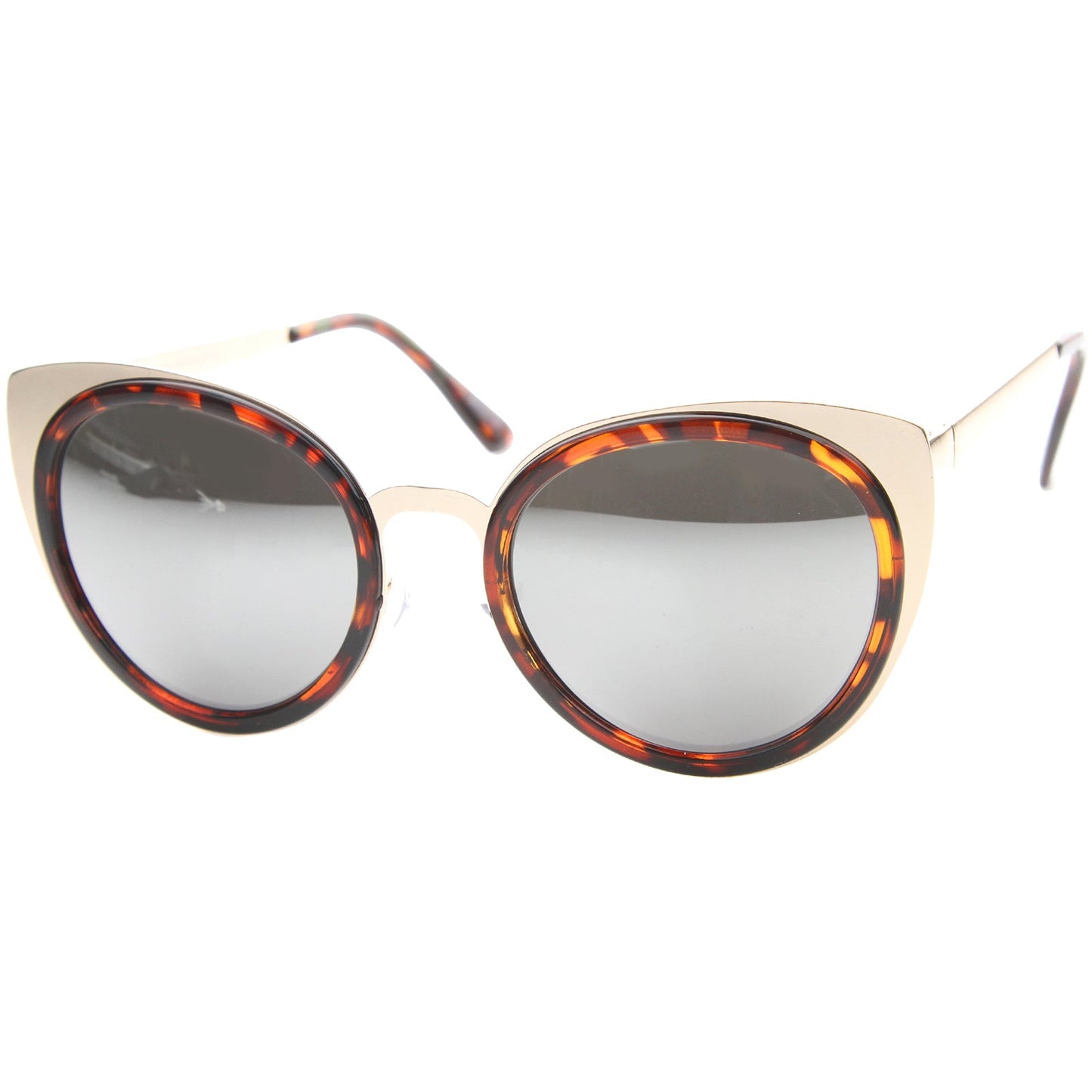 Reinforced Two-Toned Mirrored Lens Cat Eye Sunglasses A106