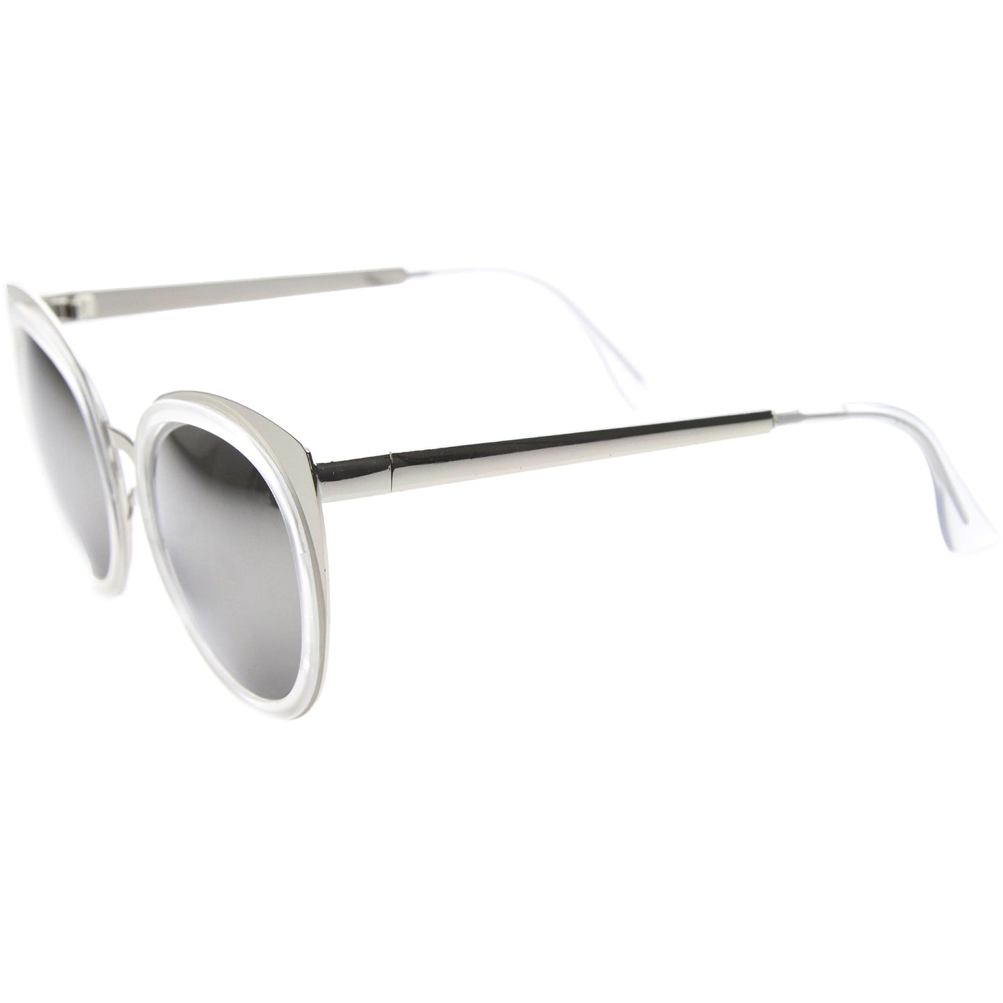 Reinforced Two-Toned Mirrored Lens Cat Eye Sunglasses A106